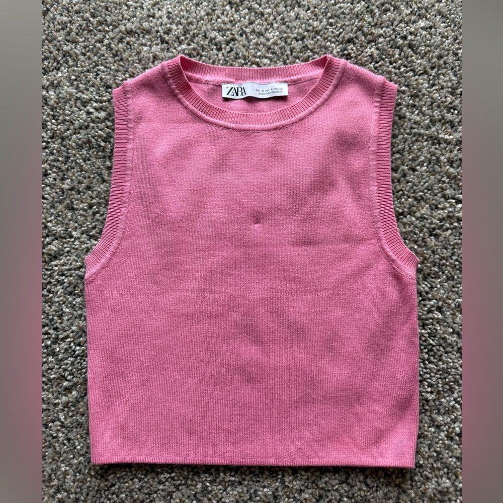 🩷Zara Girls Rose Pink Sleeveless Knit Tank